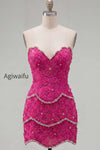 sparkly-pink-floral-tight-short-strapless-homecoming-dress-with-pearls