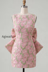 floral-pink-green-tight-boat-neck-short-homecoming-dress-with-bow