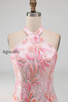 sparkly-pink-floral-halter-sequin-tight-short-homecoming-dress