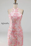 sparkly-pink-floral-halter-sequin-tight-short-homecoming-dress