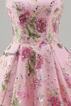 sparkly-pink-floral-beaded-a-line-short-strapless-homecoming-dress