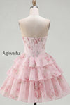 yellow-a-line-floral-corset-short-fringed-strapless-homecoming-dress-with-ruffles