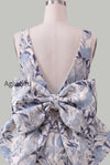 floral-pink-green-tight-boat-neck-short-homecoming-dress-with-bow