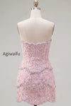 sparkly-pink-floral-tight-short-strapless-homecoming-dress-with-pearls