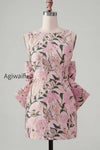 floral-pink-green-tight-boat-neck-short-homecoming-dress-with-bow