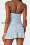 striped-strapless-drop-waist-mini-dress