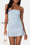 striped-strapless-drop-waist-mini-dress