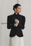 black-mandarin-collar-puff-sleeve-blazer
