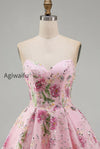 sparkly-pink-floral-beaded-a-line-short-strapless-homecoming-dress