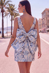 floral-pink-green-tight-boat-neck-short-homecoming-dress-with-bow