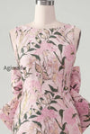 floral-pink-green-tight-boat-neck-short-homecoming-dress-with-bow