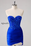 lilac-strapless-corset-pleated-tight-homecoming-dress-with-appliques