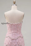 sparkly-pink-floral-tight-short-strapless-homecoming-dress-with-pearls