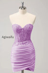 lilac-strapless-corset-pleated-tight-homecoming-dress-with-appliques
