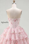 yellow-a-line-floral-corset-short-fringed-strapless-homecoming-dress-with-ruffles