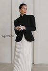 black-mandarin-collar-puff-sleeve-blazer
